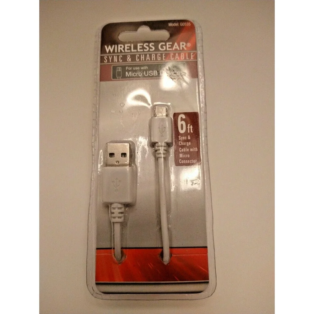 Wireless Gear 6 ft Micro USB Sync &‎ Charging Cable AWESOME!